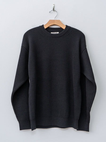 Namu Shop - Auralee Super Fine Wool Rib Knit P/O - Black