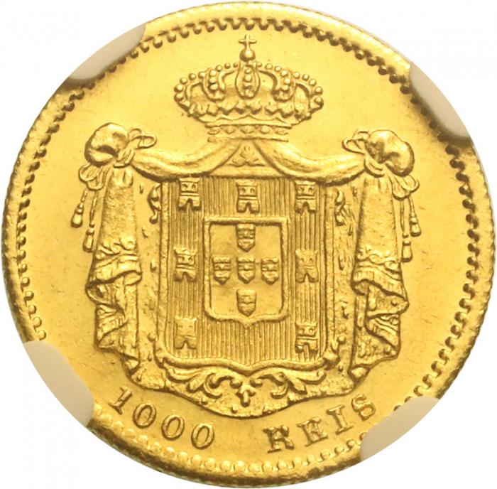 1862年 ポルトガル 5000レイス NGC AU58 ルイス1世