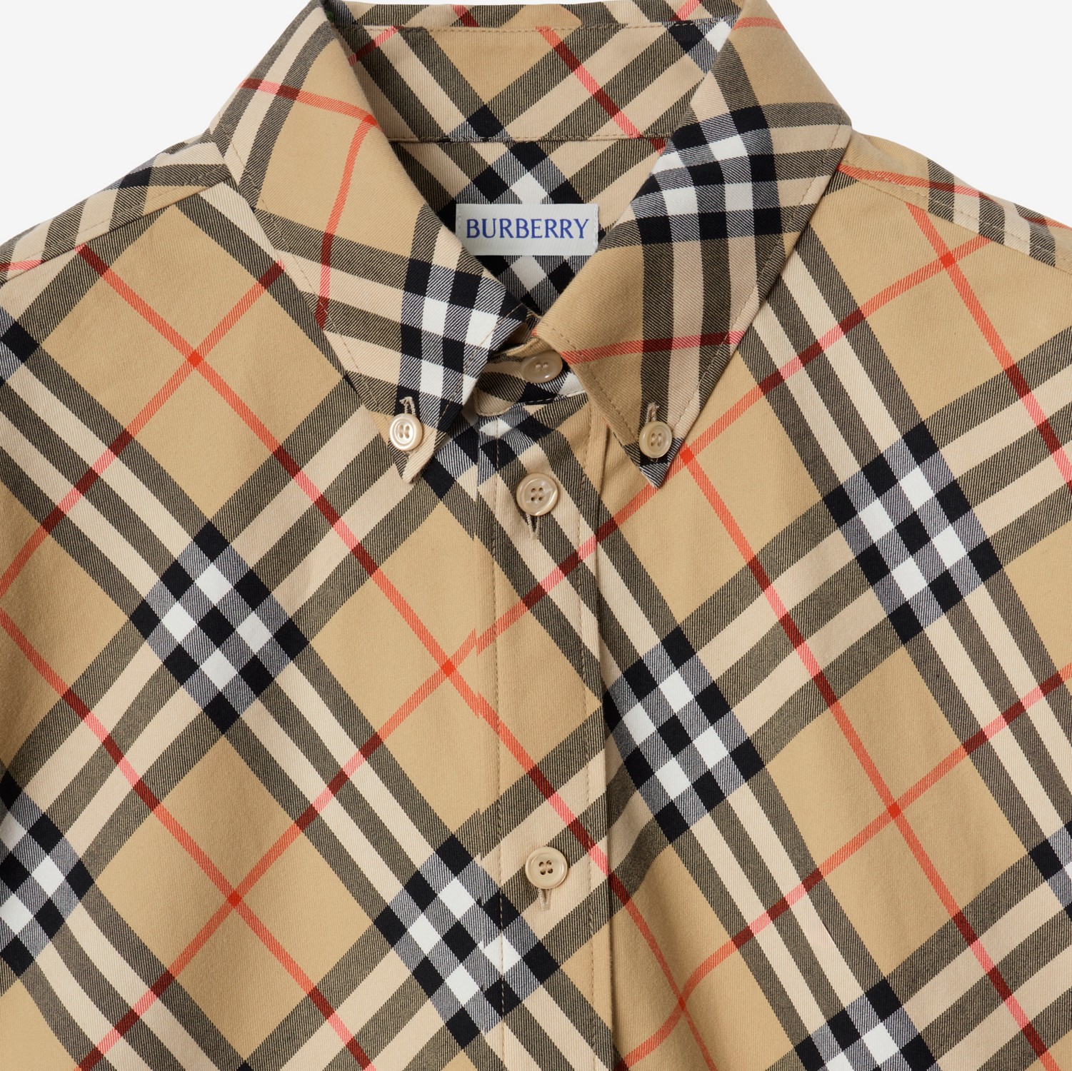 リラックスフィット チェック コットンフランネルシャツ (サンド