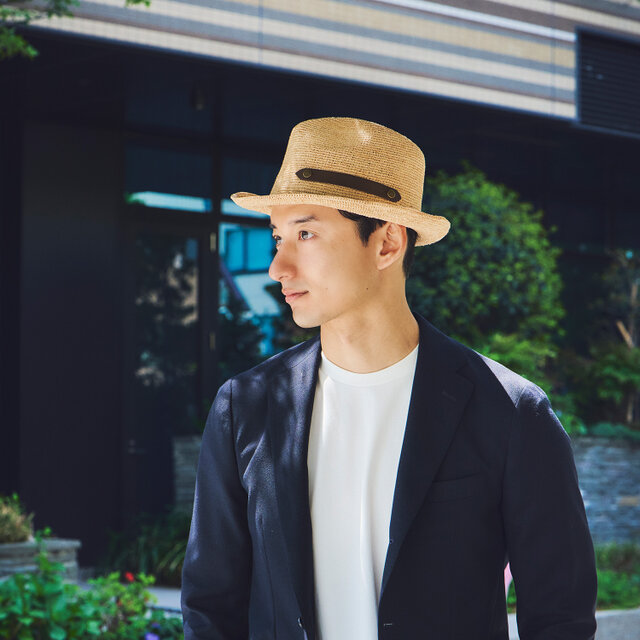 ○Paulo2 ポーロ2 ラフィア 中折れ帽子 58cm 茶ベルト [UK-H140-BR-M