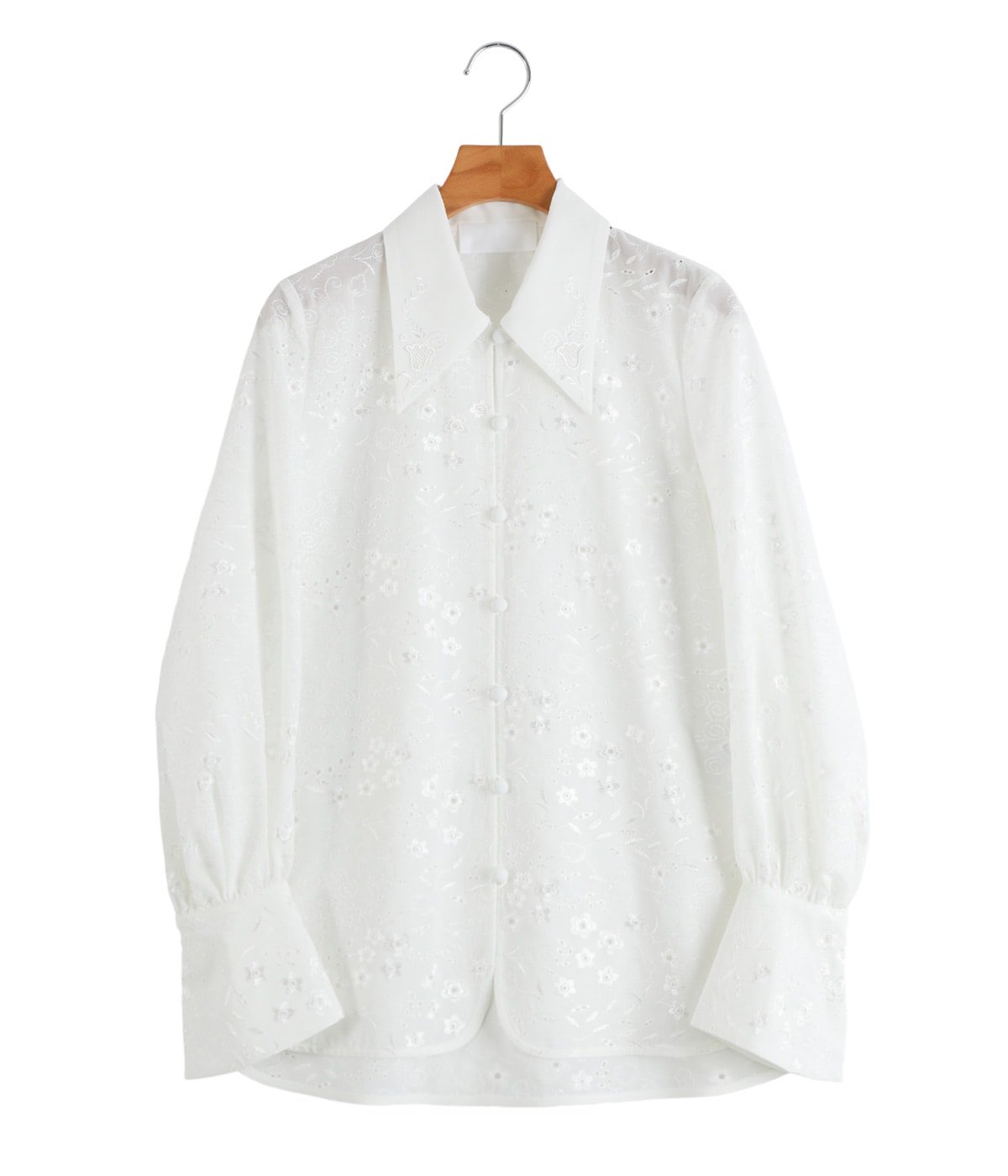 レディース】Triacetate Georgette Floral Embroidery Top | Mame