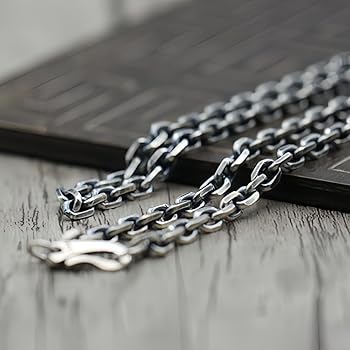 Vintage Black 925 Sterling Silver Anchor Chain Necklace Diamond