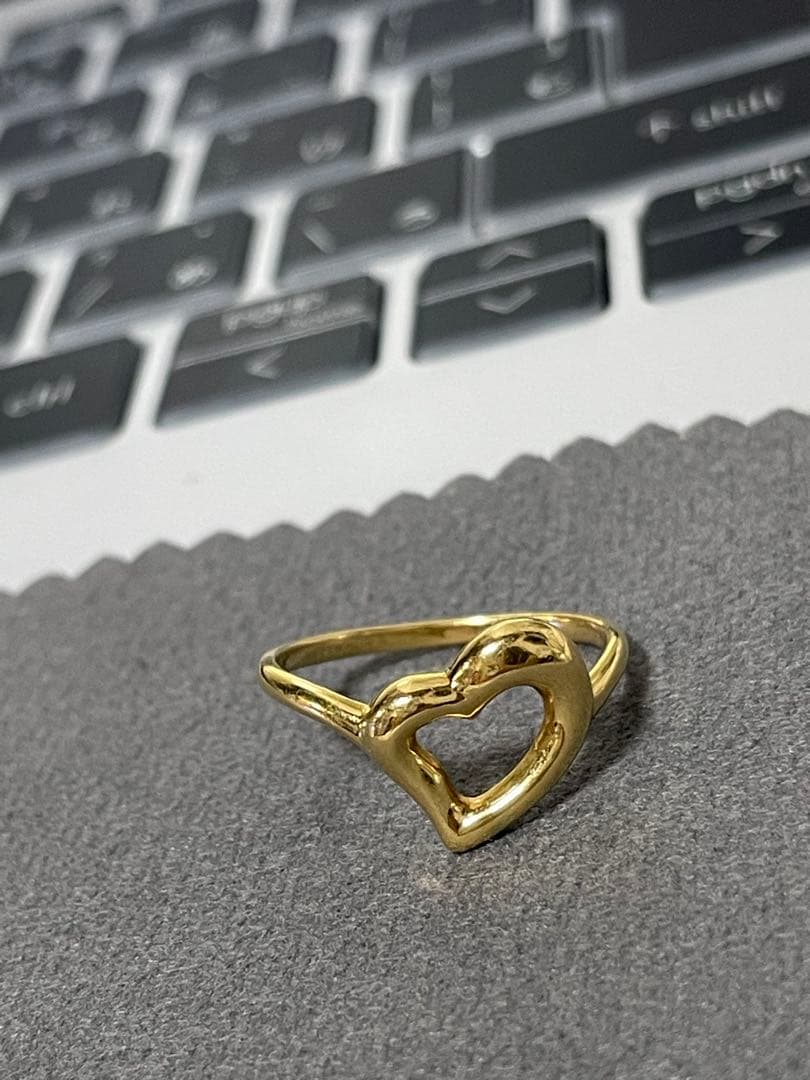 K18 ゴールド ハート型オープンリング k18 ハート リング 地金 オープンハート K18 ゴールド YG PG WG 指輪