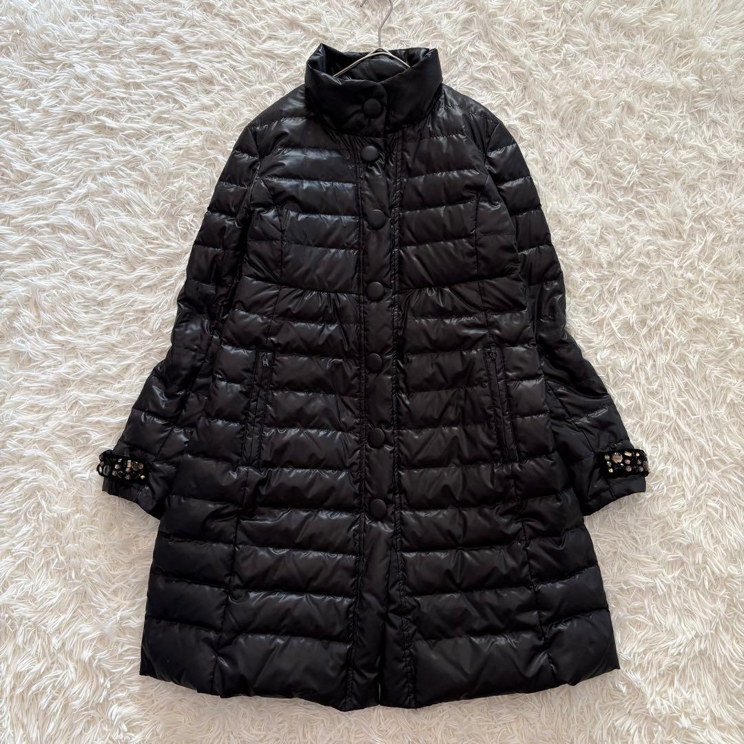 Super Beauty ロングダウンコート　ビジュー　ブラック　42 スーパービューティー ロングダウン オーラボー Super Beauty ウェスト