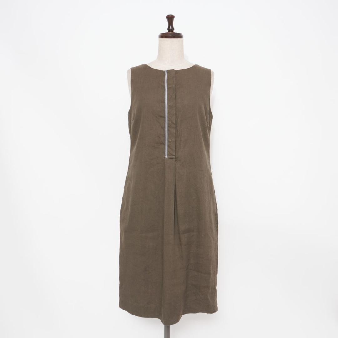 美品 ファビアナフィリッピ リネン混 ワンピース カーキ XS*GD907 AZUL BY MOUSSY | レーヨン・リネン混オーバーワンピース (ワンピース