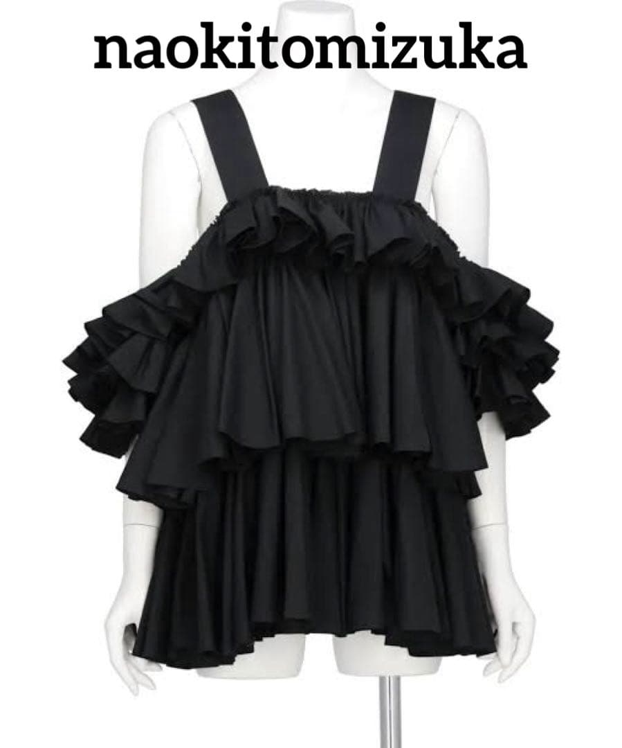 トップス naokitomizuka Ruffle camisole blouse naokitomizuka / Ruffle camisole blouse / black | ふぁいん